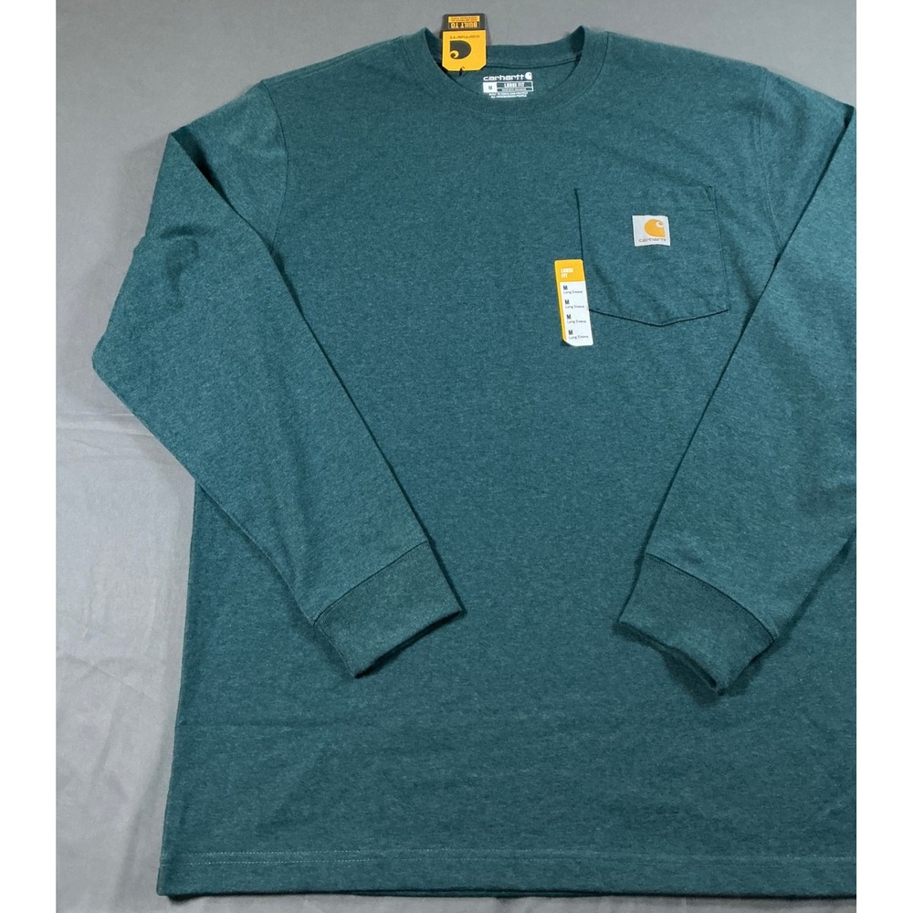 Carhartt Mens Loose Fit Heavyweight Long-Sleeve Pocket T-Shirt Green M K126-GM2 - Picture 11 of 12